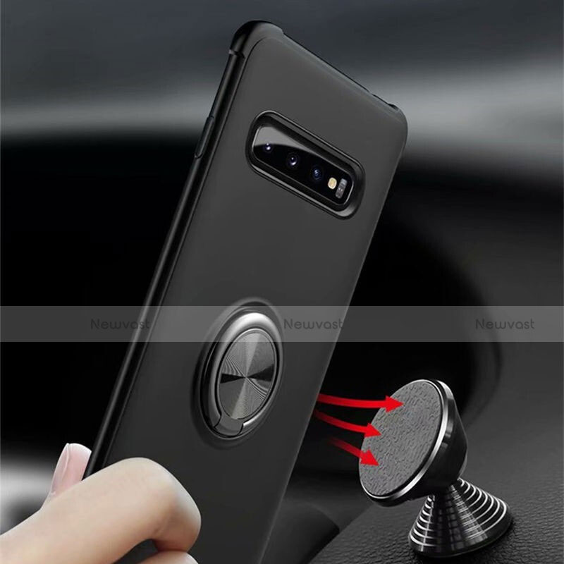 Ultra-thin Silicone Gel Soft Case Cover with Magnetic Finger Ring Stand T01 for Samsung Galaxy S10 Plus