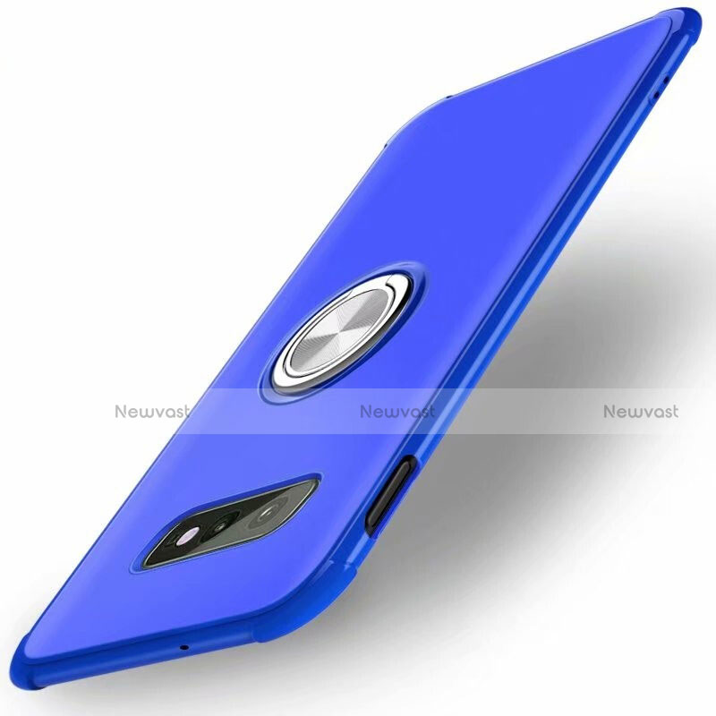 Ultra-thin Silicone Gel Soft Case Cover with Magnetic Finger Ring Stand T01 for Samsung Galaxy S10e Blue