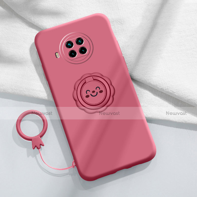 Ultra-thin Silicone Gel Soft Case Cover with Magnetic Finger Ring Stand T01 for Xiaomi Mi 10i 5G