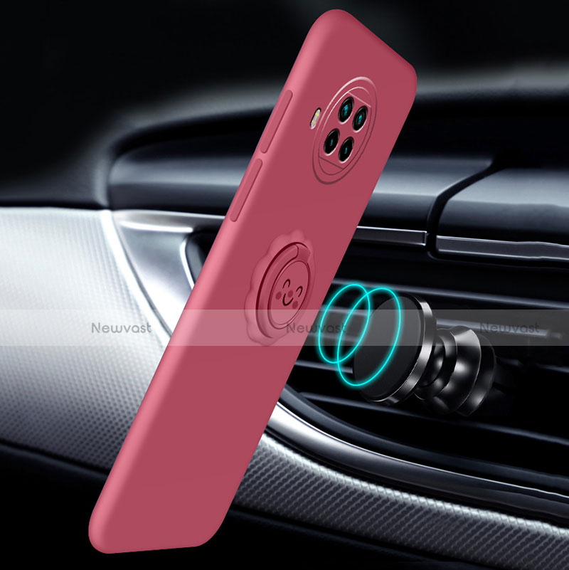 Ultra-thin Silicone Gel Soft Case Cover with Magnetic Finger Ring Stand T01 for Xiaomi Mi 10i 5G