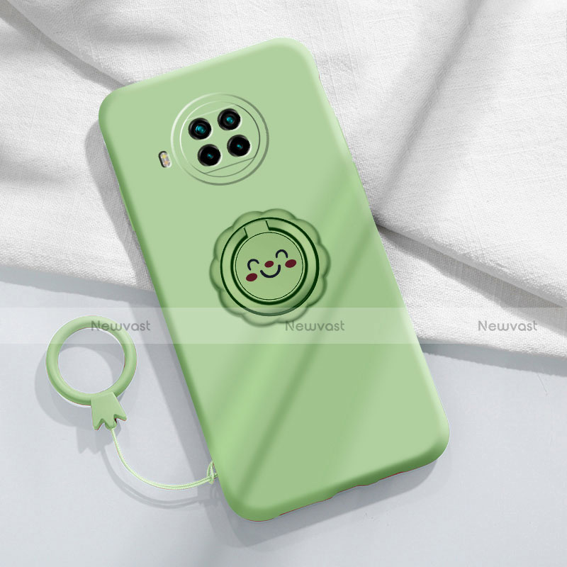 Ultra-thin Silicone Gel Soft Case Cover with Magnetic Finger Ring Stand T01 for Xiaomi Mi 10T Lite 5G Matcha Green
