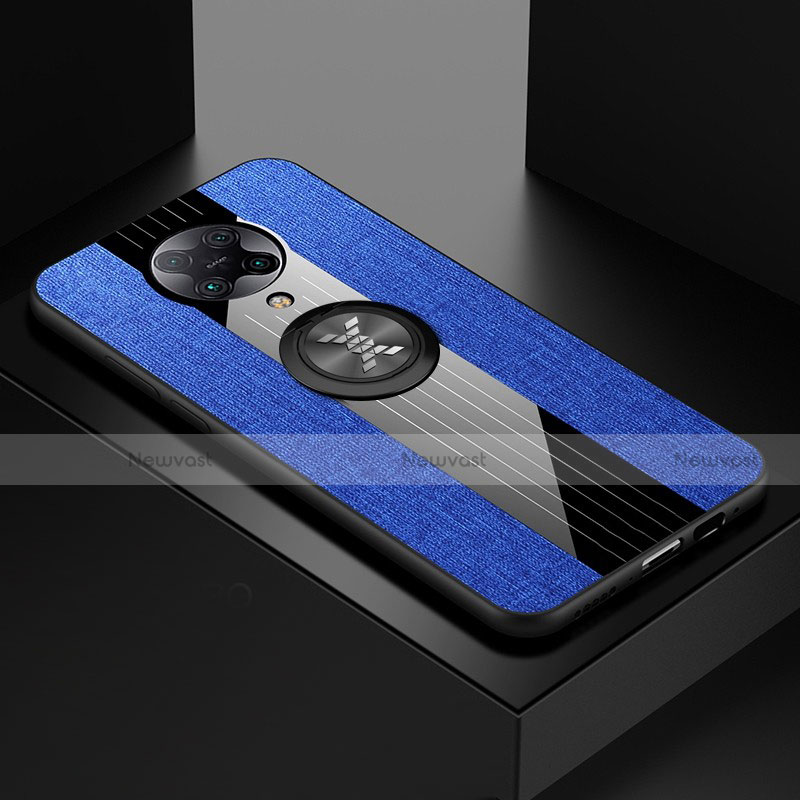 Ultra-thin Silicone Gel Soft Case Cover with Magnetic Finger Ring Stand T01 for Xiaomi Poco F2 Pro