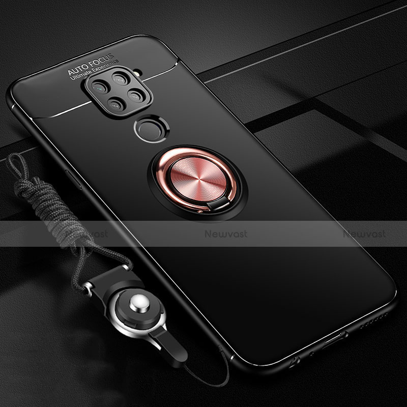 Ultra-thin Silicone Gel Soft Case Cover with Magnetic Finger Ring Stand T01 for Xiaomi Redmi 10X 4G