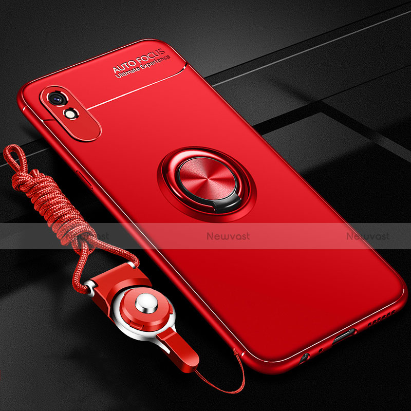 Ultra-thin Silicone Gel Soft Case Cover with Magnetic Finger Ring Stand T01 for Xiaomi Redmi 9AT