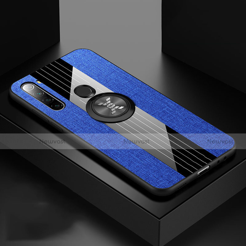 Ultra-thin Silicone Gel Soft Case Cover with Magnetic Finger Ring Stand T01 for Xiaomi Redmi Note 8 Blue