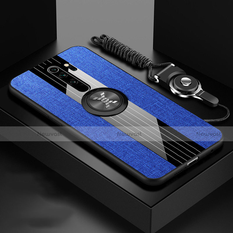 Ultra-thin Silicone Gel Soft Case Cover with Magnetic Finger Ring Stand T01 for Xiaomi Redmi Note 8 Pro Blue