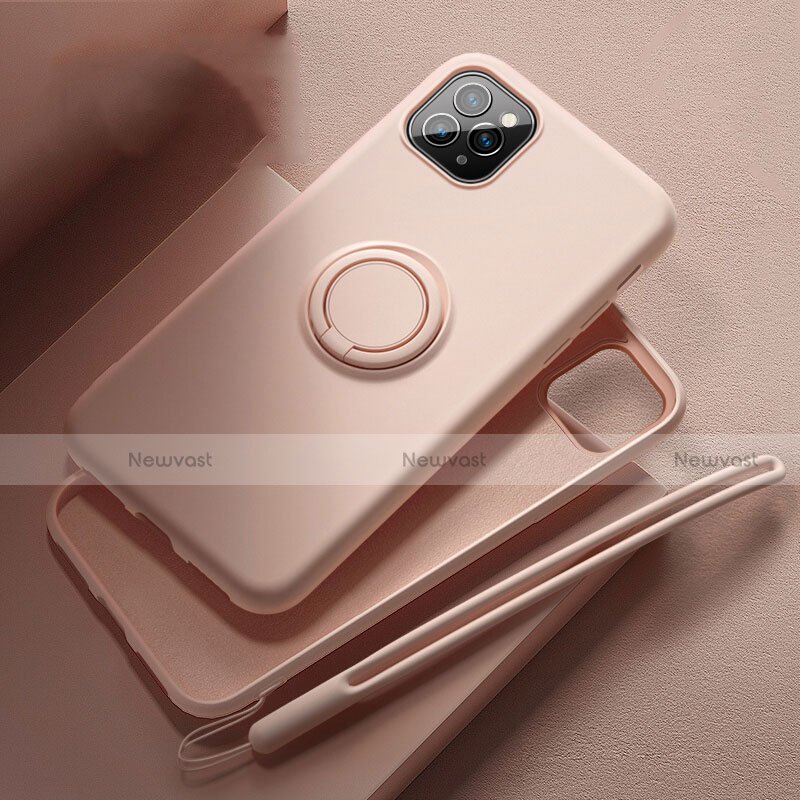 Ultra-thin Silicone Gel Soft Case Cover with Magnetic Finger Ring Stand T02 for Apple iPhone 11 Pro