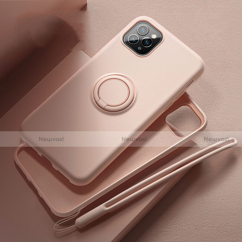Ultra-thin Silicone Gel Soft Case Cover with Magnetic Finger Ring Stand T02 for Apple iPhone 11 Pro Max