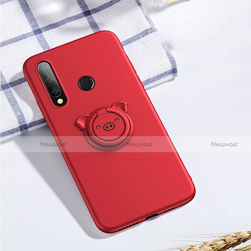 Ultra-thin Silicone Gel Soft Case Cover with Magnetic Finger Ring Stand T02 for Huawei Honor 20 Lite