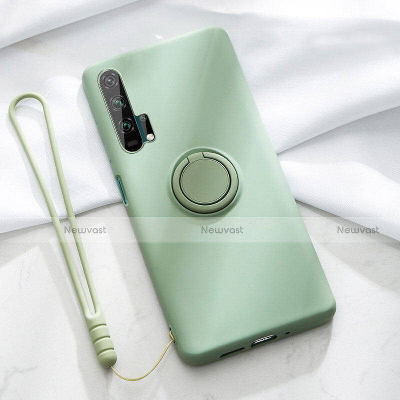 Ultra-thin Silicone Gel Soft Case Cover with Magnetic Finger Ring Stand T02 for Huawei Honor 20 Pro