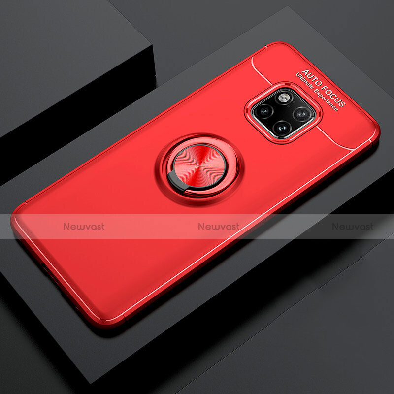 Ultra-thin Silicone Gel Soft Case Cover with Magnetic Finger Ring Stand T02 for Huawei Mate 20 Pro Red