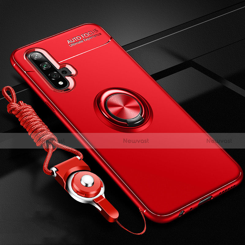 Ultra-thin Silicone Gel Soft Case Cover with Magnetic Finger Ring Stand T02 for Huawei Nova 5T