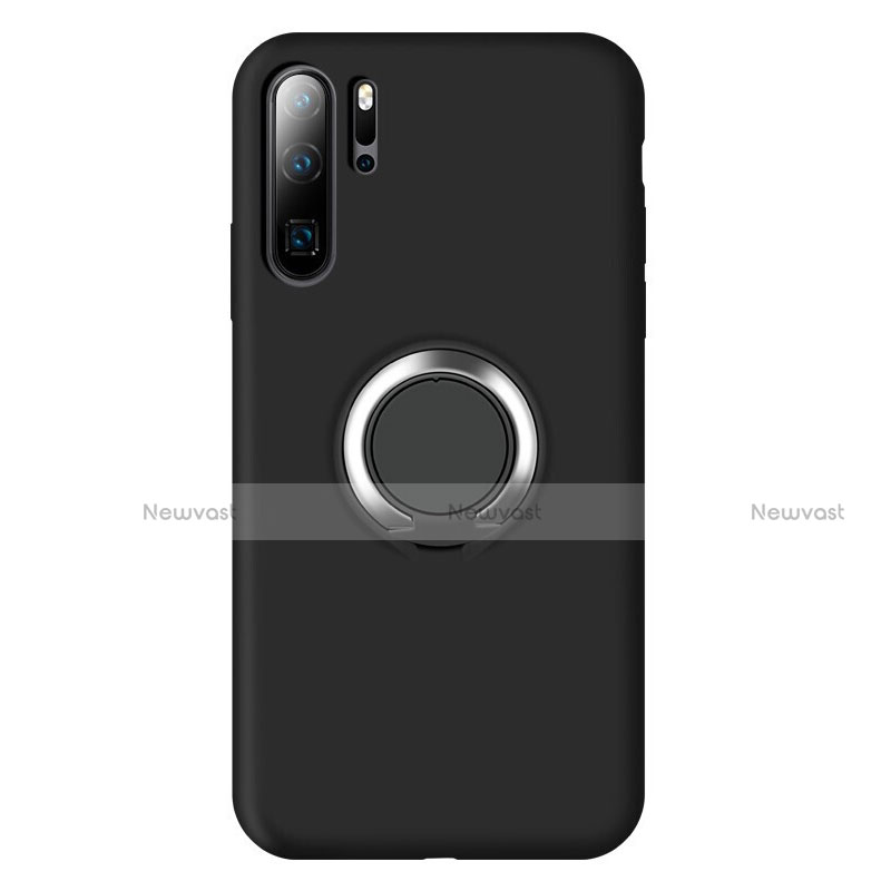 Ultra-thin Silicone Gel Soft Case Cover with Magnetic Finger Ring Stand T02 for Huawei P30 Pro