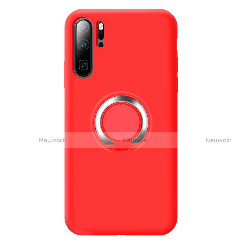 Ultra-thin Silicone Gel Soft Case Cover with Magnetic Finger Ring Stand T02 for Huawei P30 Pro New Edition