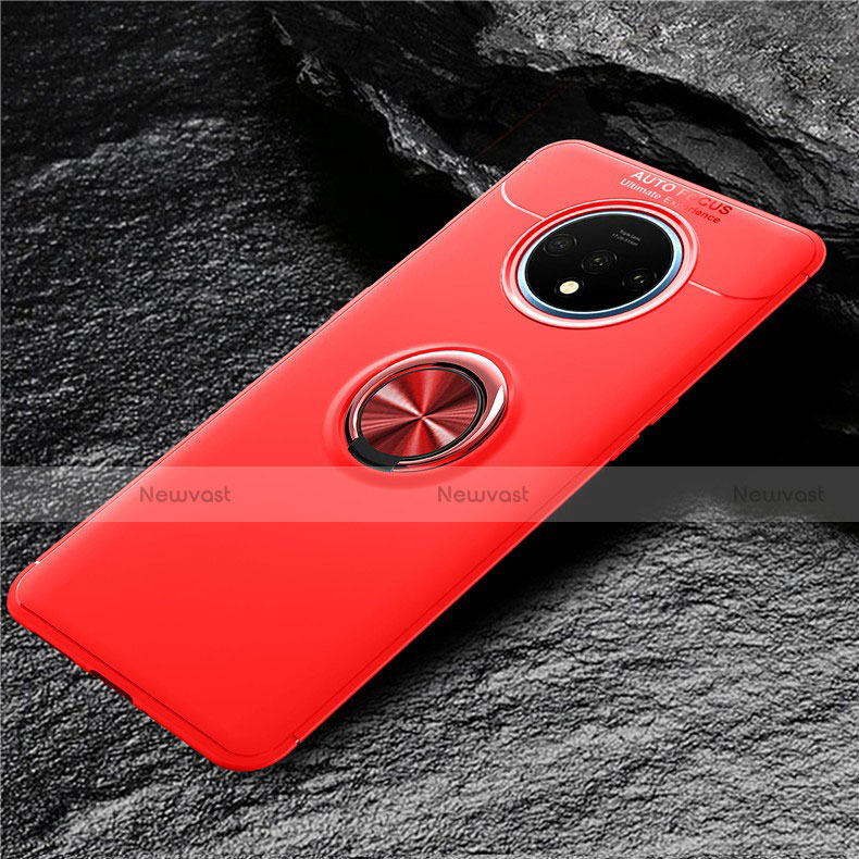 Ultra-thin Silicone Gel Soft Case Cover with Magnetic Finger Ring Stand T02 for OnePlus 7T