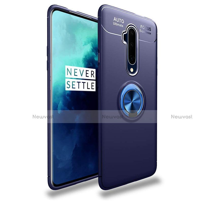 Ultra-thin Silicone Gel Soft Case Cover with Magnetic Finger Ring Stand T02 for OnePlus 7T Pro