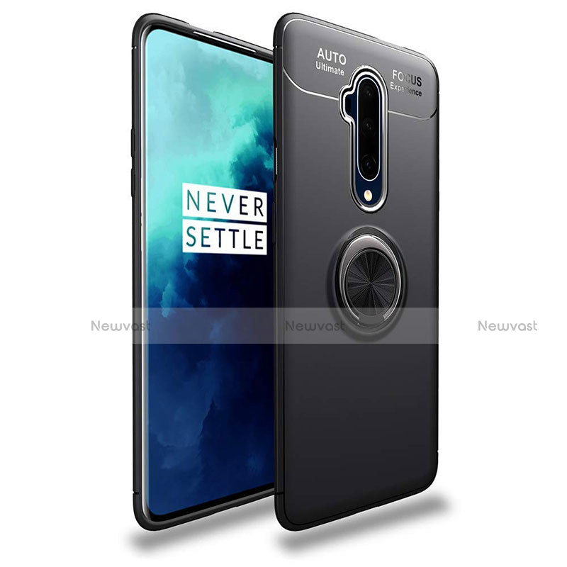 Ultra-thin Silicone Gel Soft Case Cover with Magnetic Finger Ring Stand T02 for OnePlus 7T Pro