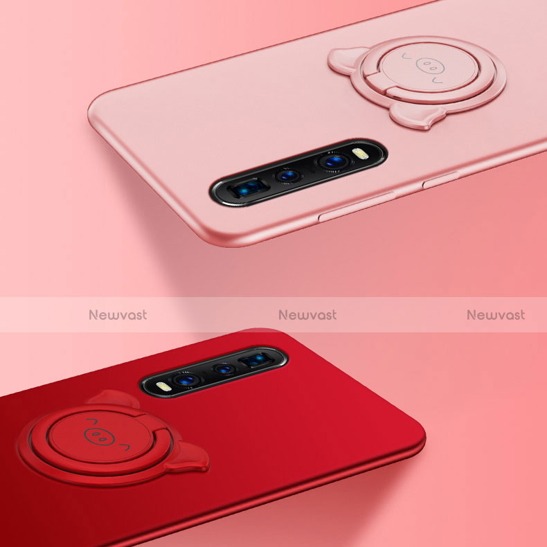 Ultra-thin Silicone Gel Soft Case Cover with Magnetic Finger Ring Stand T02 for Oppo Find X2 Pro