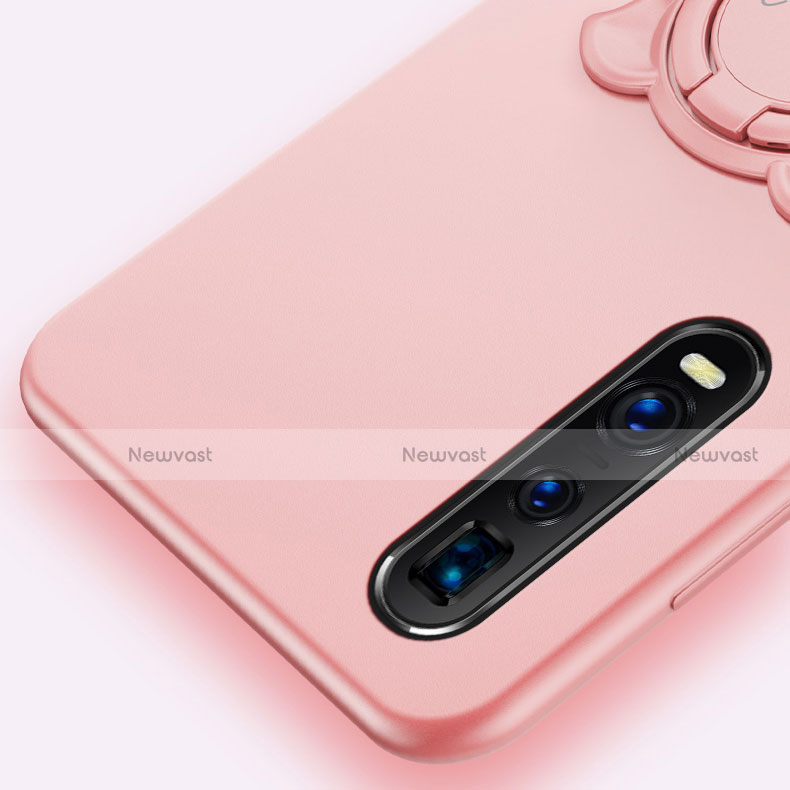 Ultra-thin Silicone Gel Soft Case Cover with Magnetic Finger Ring Stand T02 for Oppo Find X2 Pro