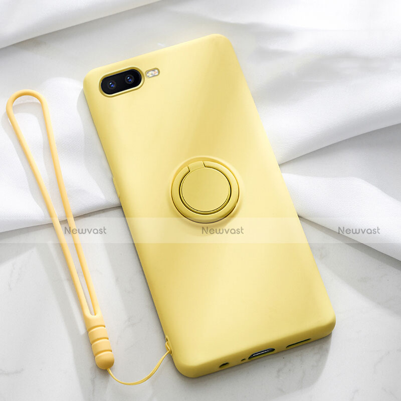 Ultra-thin Silicone Gel Soft Case Cover with Magnetic Finger Ring Stand T02 for Oppo R17 Neo