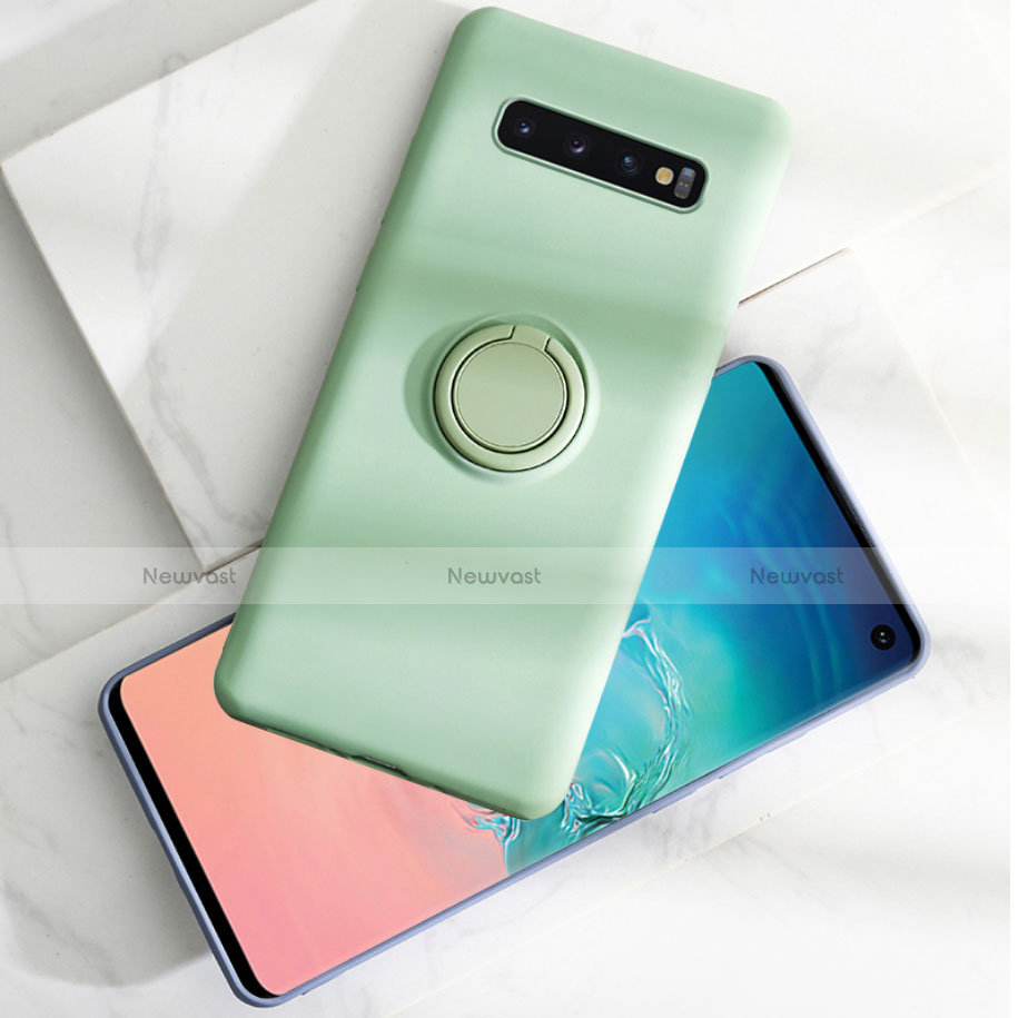 Ultra-thin Silicone Gel Soft Case Cover with Magnetic Finger Ring Stand T02 for Samsung Galaxy S10