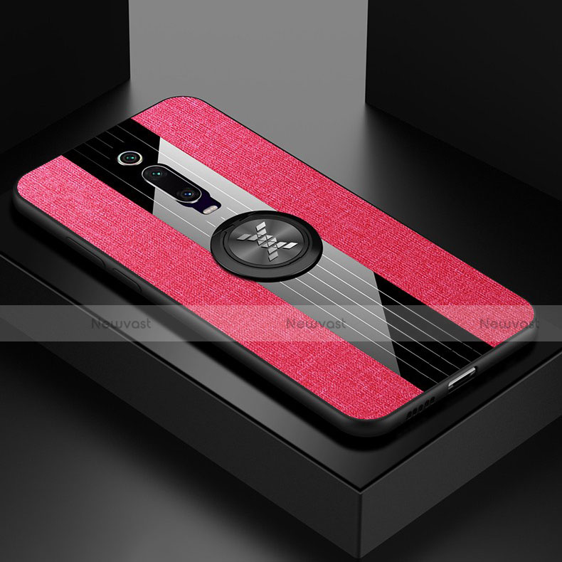 Ultra-thin Silicone Gel Soft Case Cover with Magnetic Finger Ring Stand T02 for Xiaomi Mi 9T