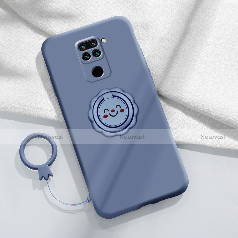 Ultra-thin Silicone Gel Soft Case Cover with Magnetic Finger Ring Stand T02 for Xiaomi Redmi 10X 4G