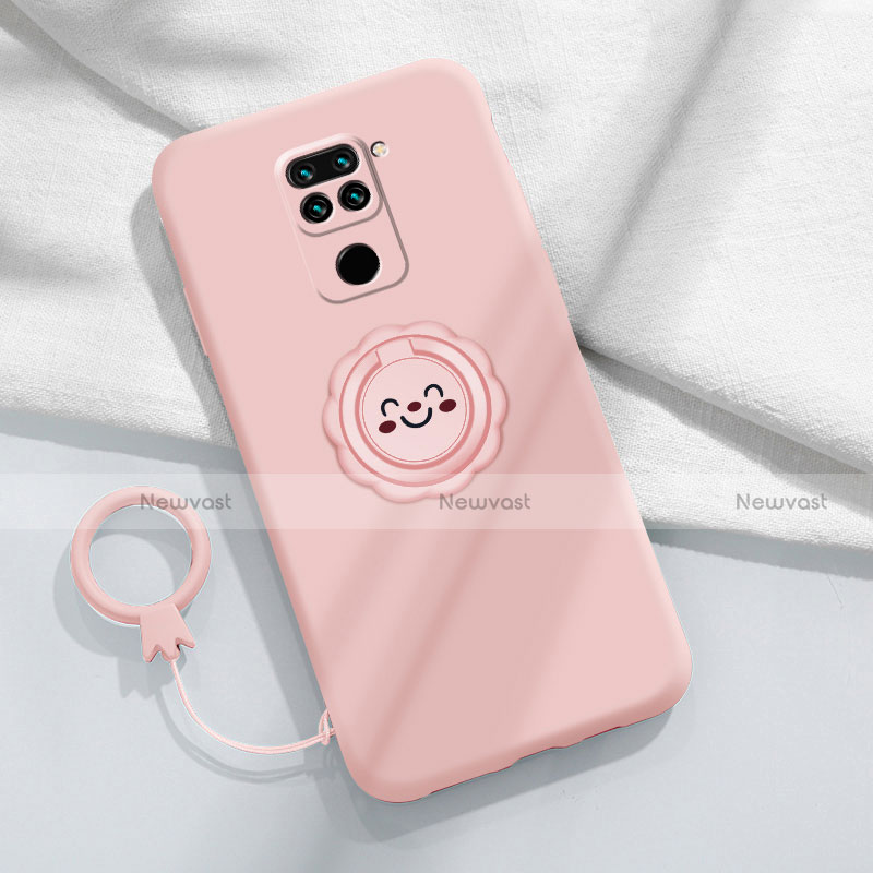 Ultra-thin Silicone Gel Soft Case Cover with Magnetic Finger Ring Stand T02 for Xiaomi Redmi 10X 4G