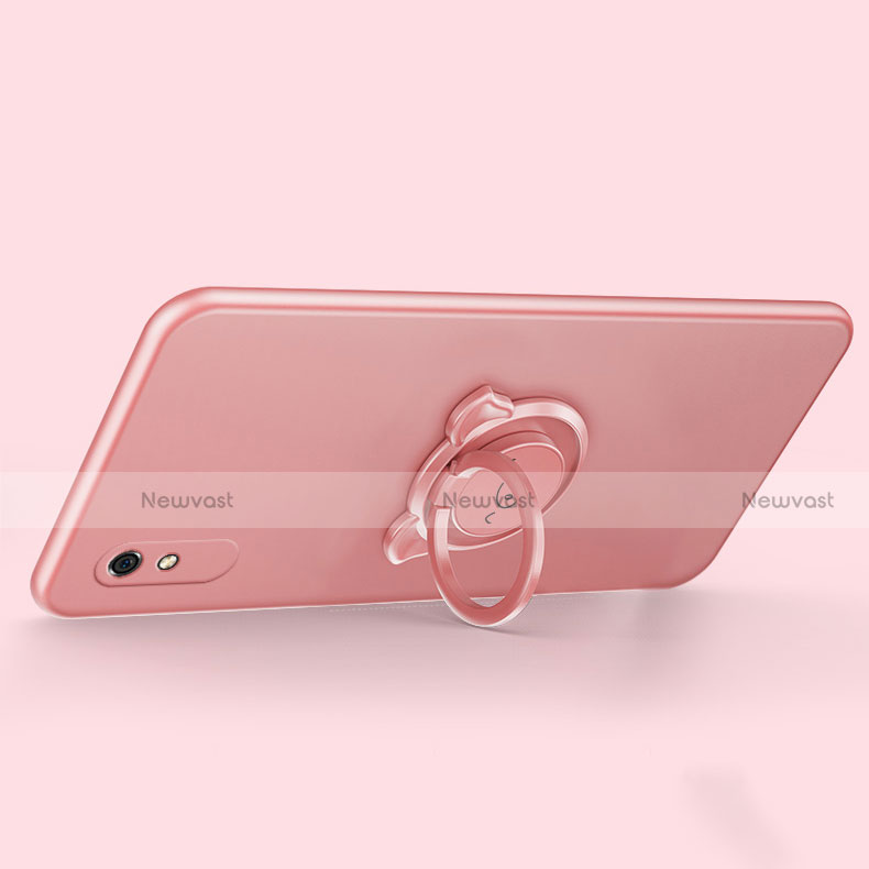Ultra-thin Silicone Gel Soft Case Cover with Magnetic Finger Ring Stand T02 for Xiaomi Redmi 9AT