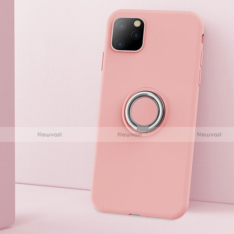 Ultra-thin Silicone Gel Soft Case Cover with Magnetic Finger Ring Stand T03 for Apple iPhone 11 Pro