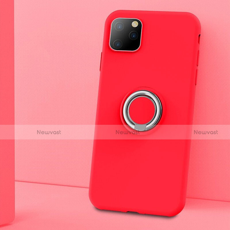 Ultra-thin Silicone Gel Soft Case Cover with Magnetic Finger Ring Stand T03 for Apple iPhone 11 Pro