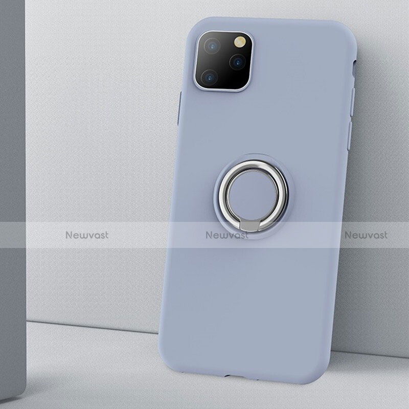 Ultra-thin Silicone Gel Soft Case Cover with Magnetic Finger Ring Stand T03 for Apple iPhone 11 Pro Gray
