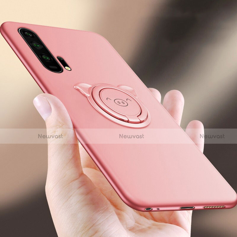 Ultra-thin Silicone Gel Soft Case Cover with Magnetic Finger Ring Stand T03 for Huawei Honor 20 Pro