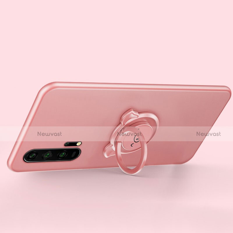 Ultra-thin Silicone Gel Soft Case Cover with Magnetic Finger Ring Stand T03 for Huawei Honor 20 Pro