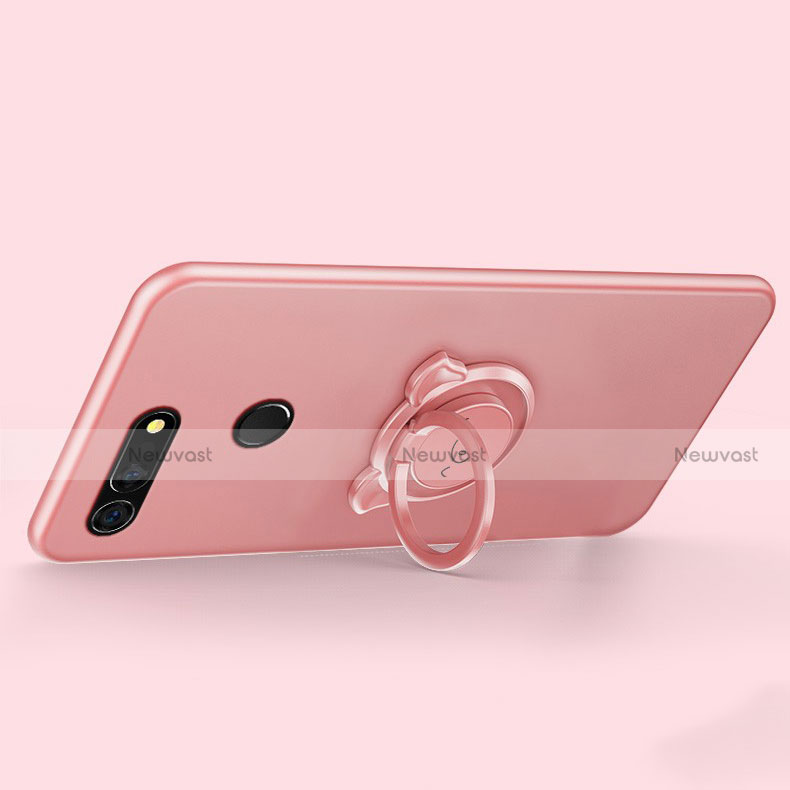 Ultra-thin Silicone Gel Soft Case Cover with Magnetic Finger Ring Stand T03 for Huawei Honor V20