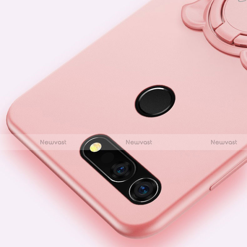 Ultra-thin Silicone Gel Soft Case Cover with Magnetic Finger Ring Stand T03 for Huawei Honor View 20