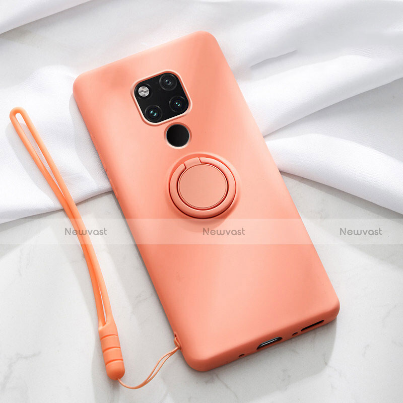 Ultra-thin Silicone Gel Soft Case Cover with Magnetic Finger Ring Stand T03 for Huawei Mate 20 X 5G