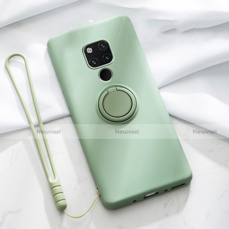 Ultra-thin Silicone Gel Soft Case Cover with Magnetic Finger Ring Stand T03 for Huawei Mate 20 X 5G Green