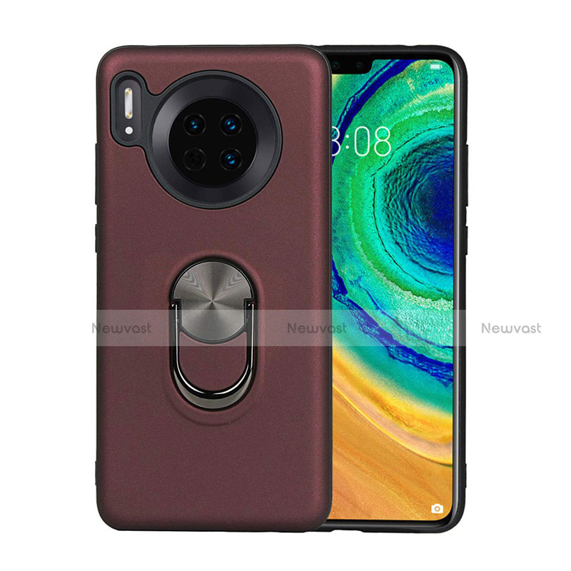 Ultra-thin Silicone Gel Soft Case Cover with Magnetic Finger Ring Stand T03 for Huawei Mate 30
