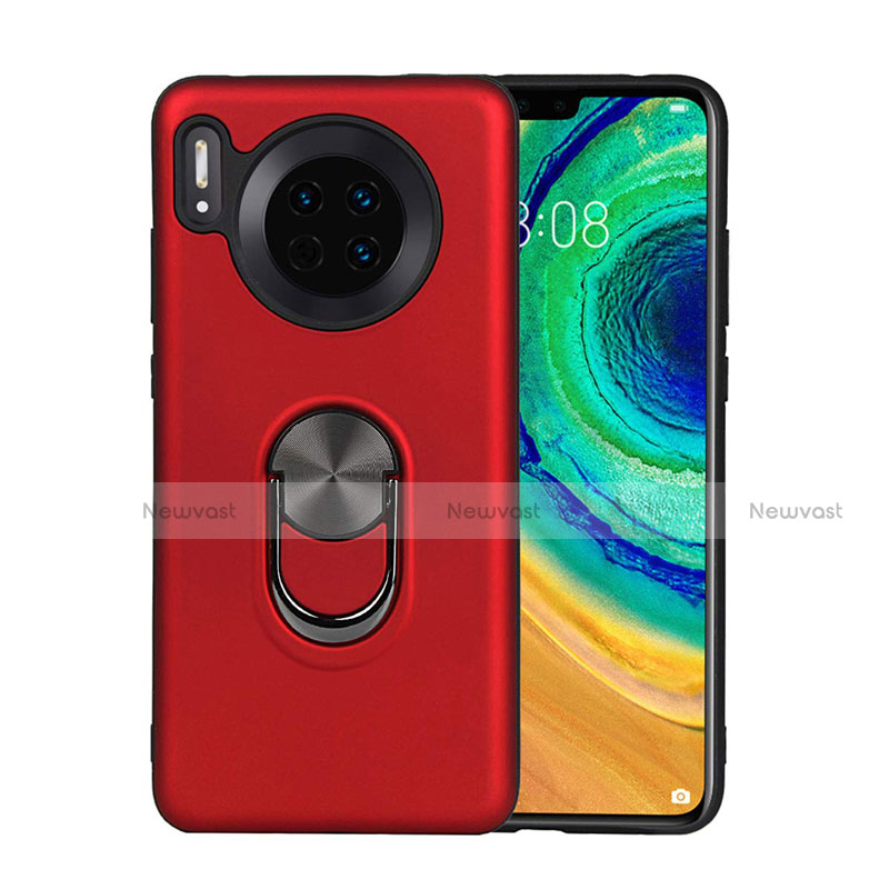 Ultra-thin Silicone Gel Soft Case Cover with Magnetic Finger Ring Stand T03 for Huawei Mate 30 5G Red