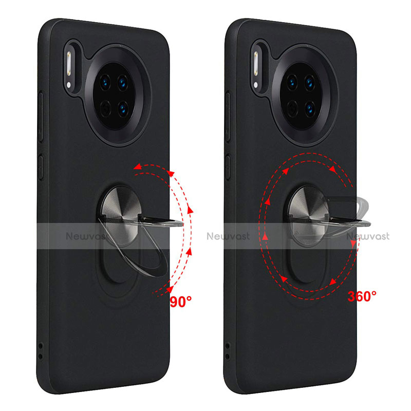 Ultra-thin Silicone Gel Soft Case Cover with Magnetic Finger Ring Stand T03 for Huawei Mate 30