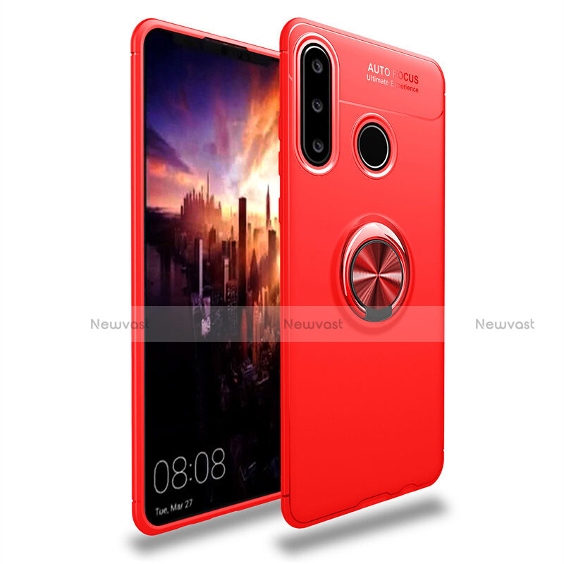 Ultra-thin Silicone Gel Soft Case Cover with Magnetic Finger Ring Stand T03 for Huawei Nova 4e