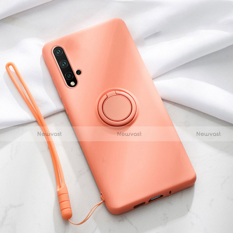 Ultra-thin Silicone Gel Soft Case Cover with Magnetic Finger Ring Stand T03 for Huawei Nova 5