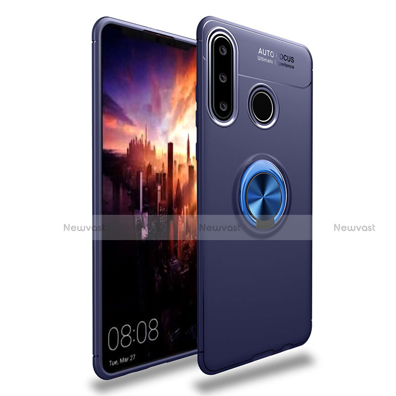 Ultra-thin Silicone Gel Soft Case Cover with Magnetic Finger Ring Stand T03 for Huawei P30 Lite New Edition