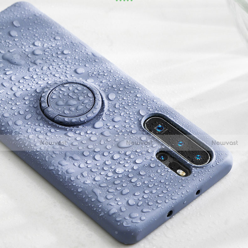 Ultra-thin Silicone Gel Soft Case Cover with Magnetic Finger Ring Stand T03 for Huawei P30 Pro New Edition