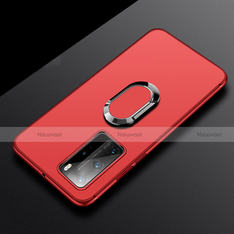 Ultra-thin Silicone Gel Soft Case Cover with Magnetic Finger Ring Stand T03 for Huawei P40 Pro