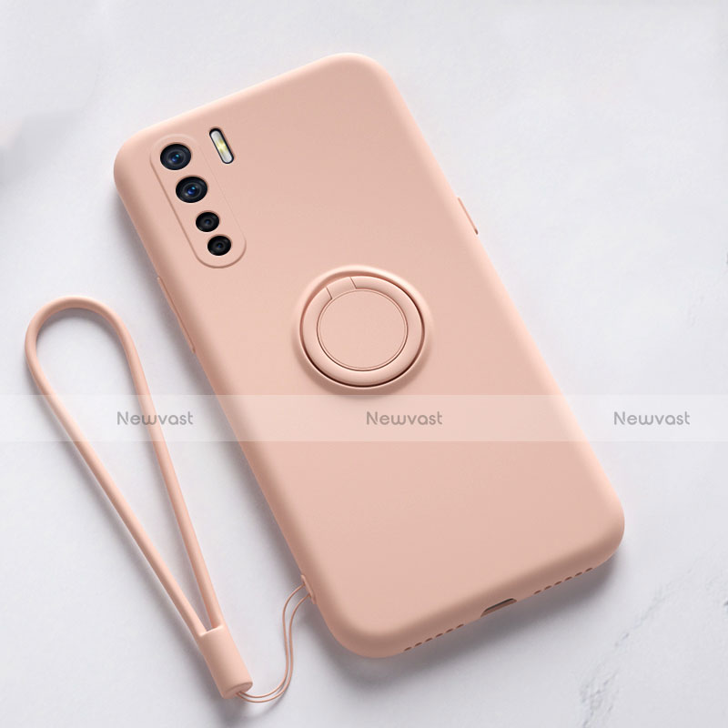 Ultra-thin Silicone Gel Soft Case Cover with Magnetic Finger Ring Stand T03 for Oppo Find X2 Lite