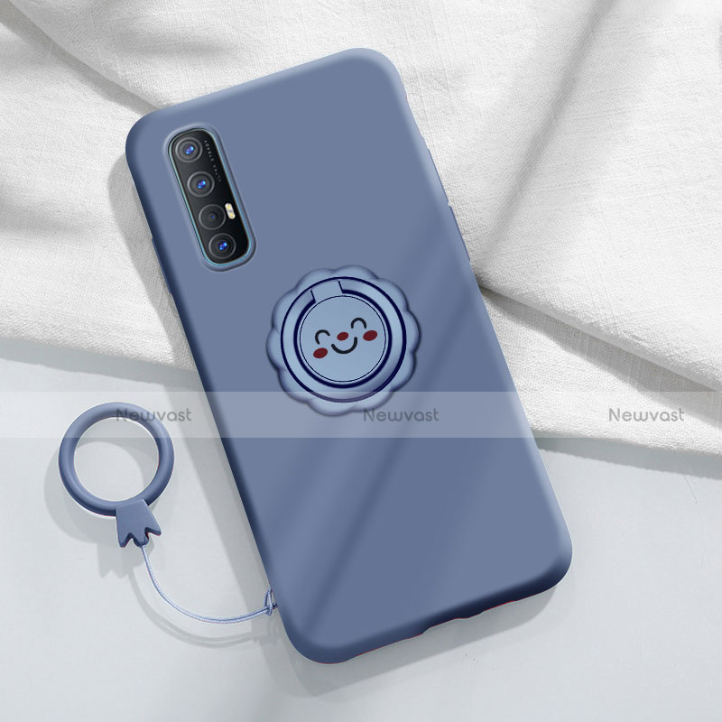 Ultra-thin Silicone Gel Soft Case Cover with Magnetic Finger Ring Stand T03 for Oppo Find X2 Neo