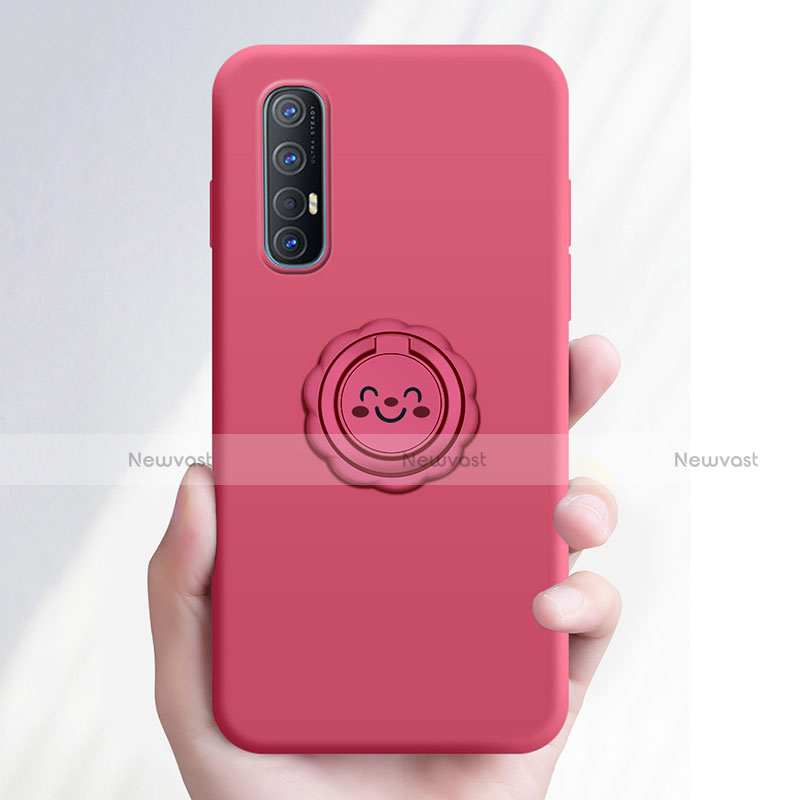 Ultra-thin Silicone Gel Soft Case Cover with Magnetic Finger Ring Stand T03 for Oppo Find X2 Neo