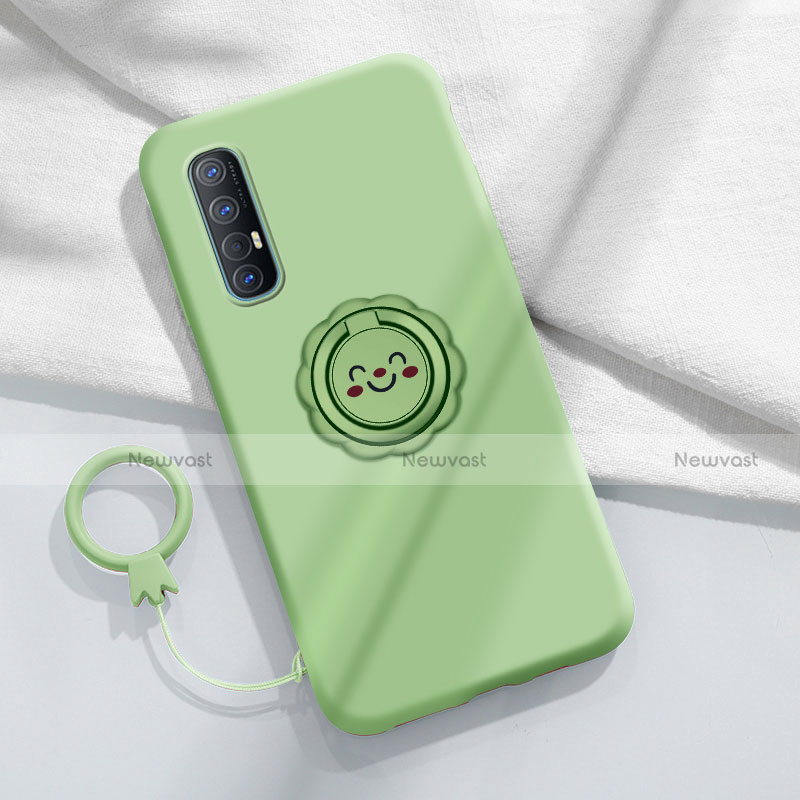 Ultra-thin Silicone Gel Soft Case Cover with Magnetic Finger Ring Stand T03 for Oppo Reno3 Pro